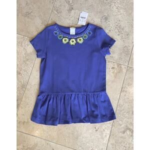Crewcuts NWT girls blue w/sequin embellishment short sleeve peplum tee 8